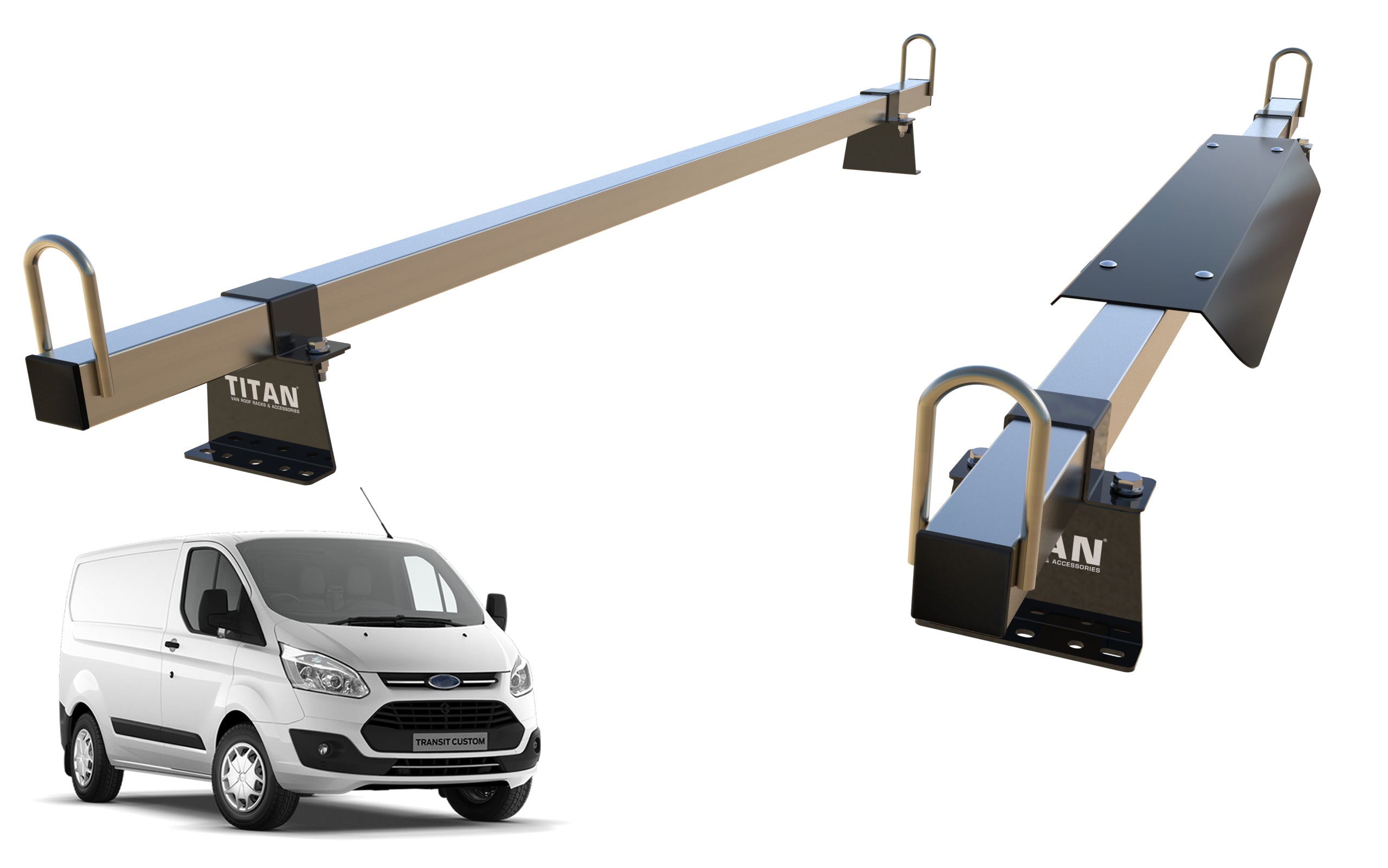 Transit Custom van Roof Rack 2 Bars - TITAN 40-40 Construction Grade