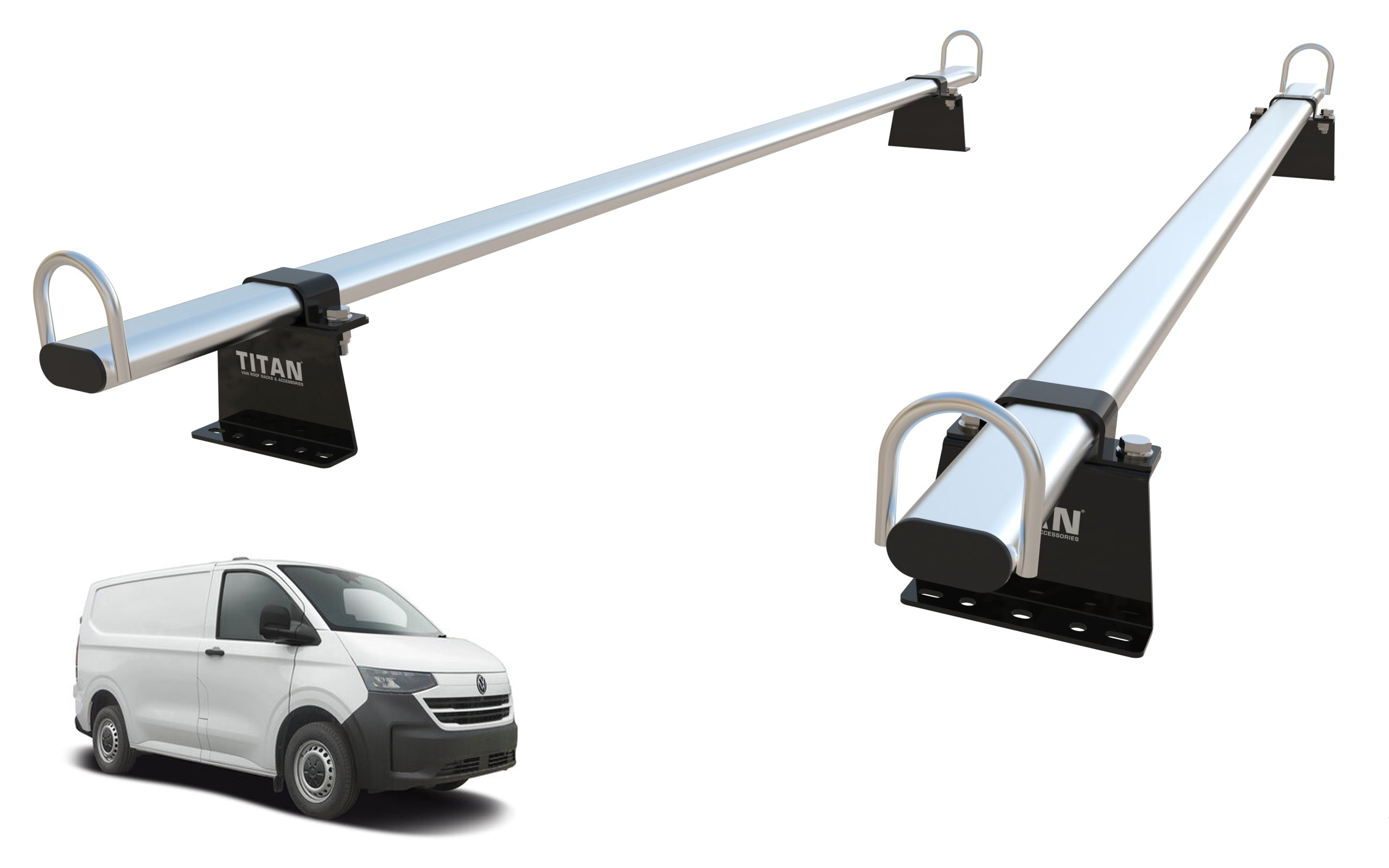VW Transporter T7, 2 Roof Rack Bars - TITAN WorkReady (NEW SHAPE 2025 onwards)