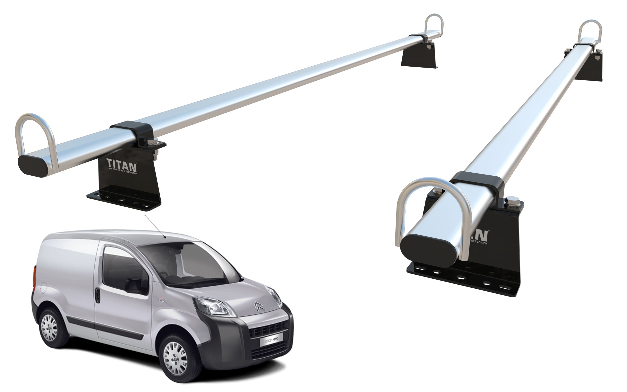 Peugeot Bipper Roof Rack, 2 Bars - TITAN WorkReady