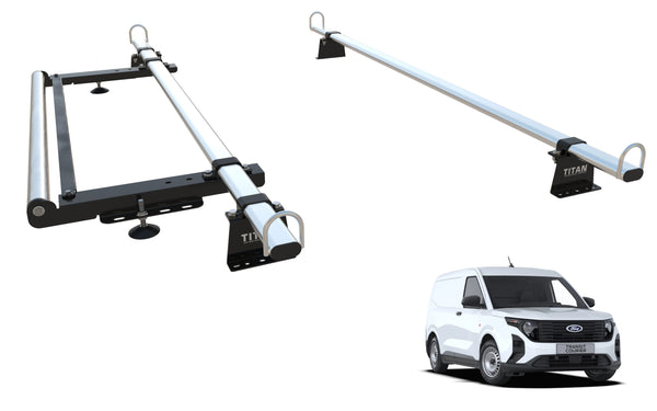 Ford Transit COURIER Roof Rack, 2 Bars - TITAN WorkReady (NEW SHAPE - 2024-onward) With Rear Roller