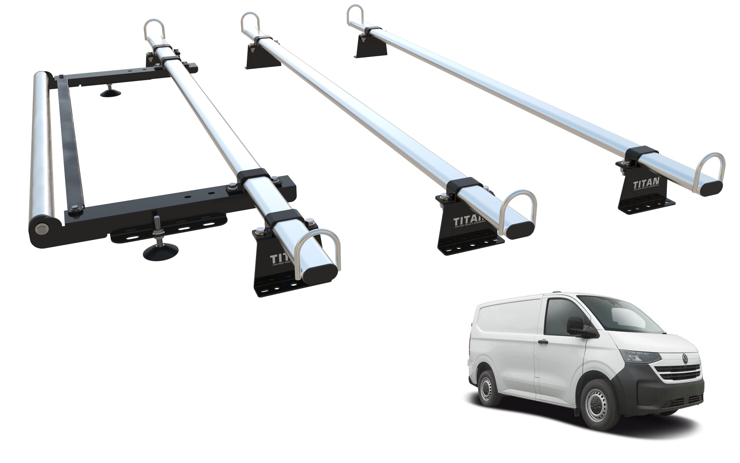 Roof Rack 3 bars for VW Transporter T7  (2025 Onward) -TITAN WorkReady With Rear Roller