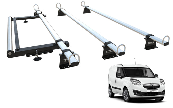 Vauxhall Combo Roof Rack, 3 Bars With Roller - TITAN WorkReady  (Mk3  - 2012-2018)