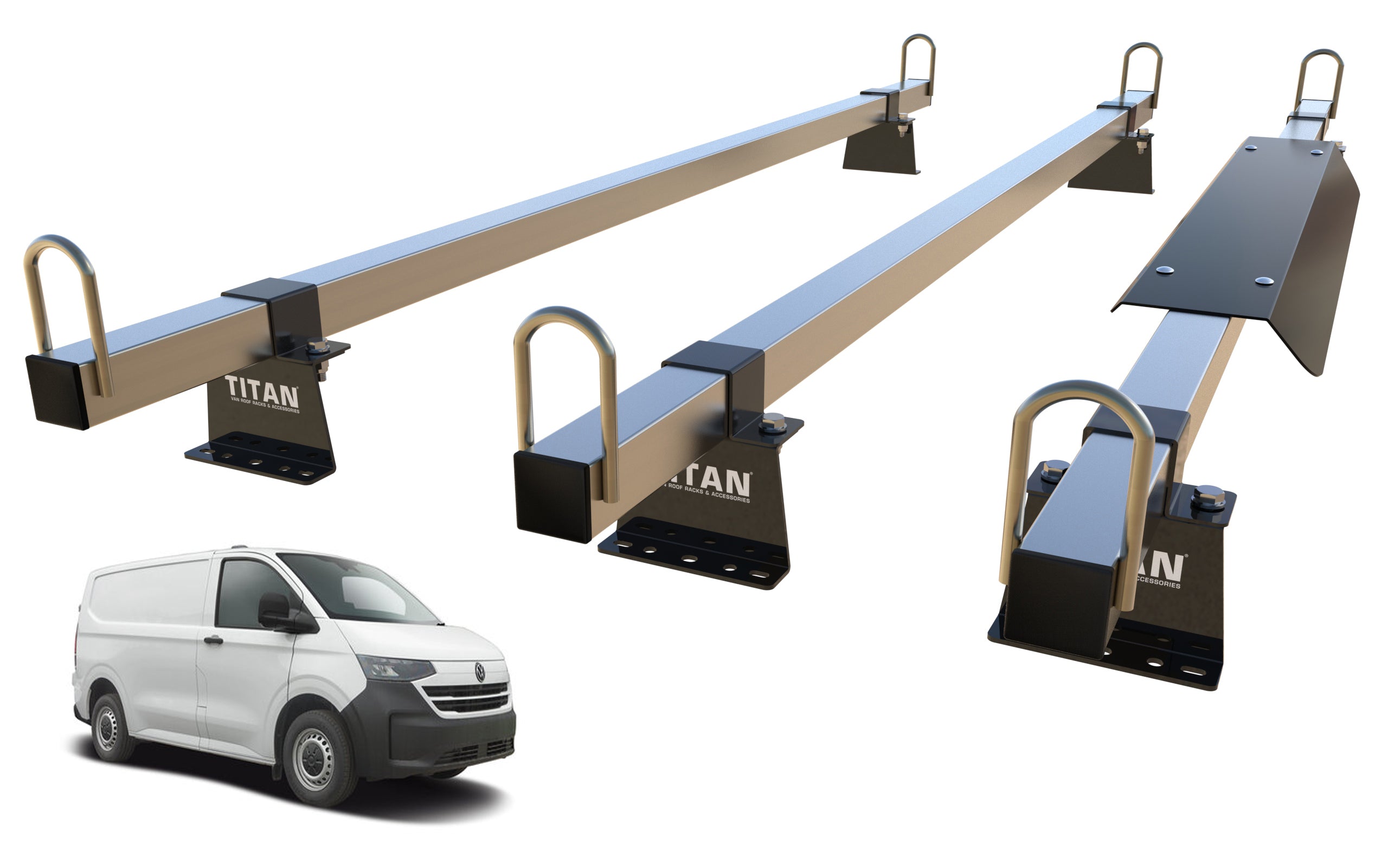 VW TRANSPORTER T7 (2025 Onwards) Roof Rack 3 Bars - TITAN 40-40 Construction Grade With Aerofoil