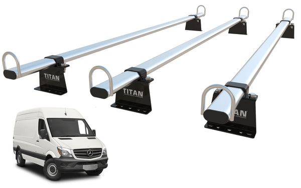 TITAN WorkReady Van Roof Rack 3 Bars - Compatible Fittings to fit a MERCEDES SPRINTER Mk2 (2006-onward vans)