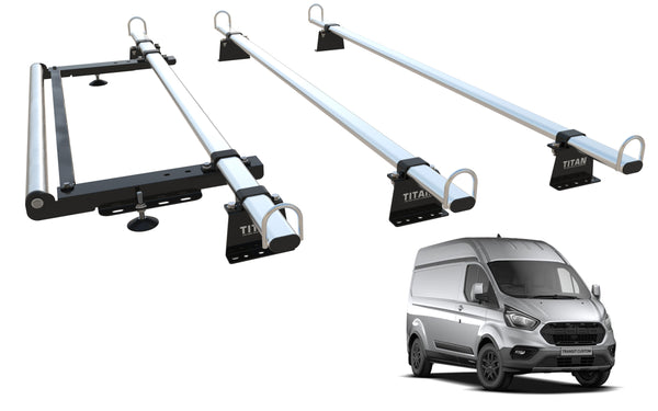 Ford Transit Custom HIGH ROOF, Roof Rack, 3 bars and roller (2012-2024) - TITAN WorkReady
