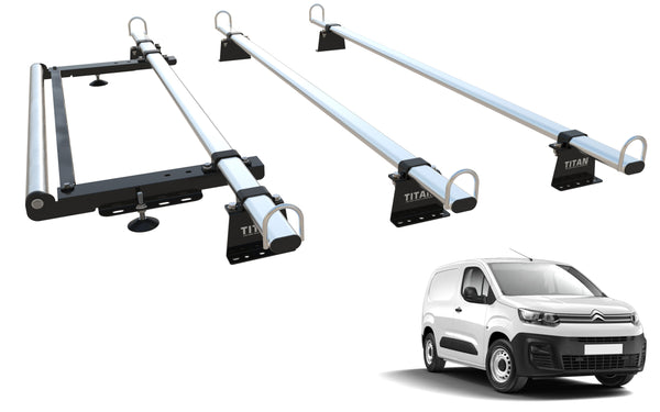 Peugeot Partner Roof Rack, 3 Bars & Roller  (Mk3 2018 Onward) TITAN WorkReady