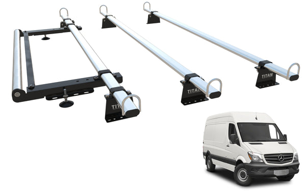 Mercedes Sprinter Roof Rack, 3 Bars & Roller (all Mk2 vans 2006 Onward) - TITAN WorkReady