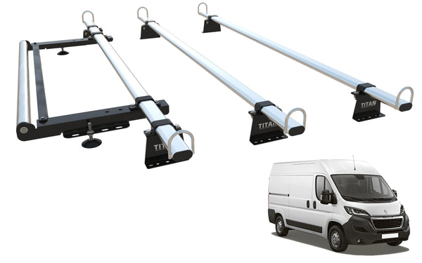 Peugeot Boxer Roof Rack, 3 Bars & Roller  (Mk2 - 2006 Onward) - TITAN WorkReady