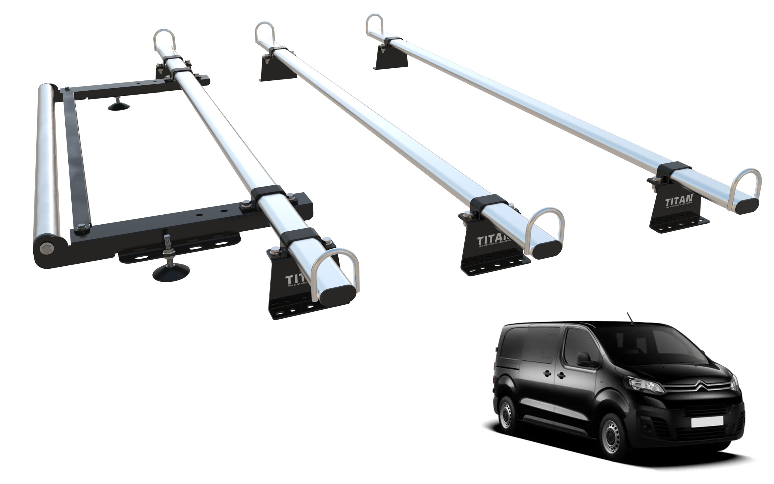 Peugeot Expert Roof Rack, 3 Bars & Roller - TITAN WorkReady (Mk3 Van 2016-onward)