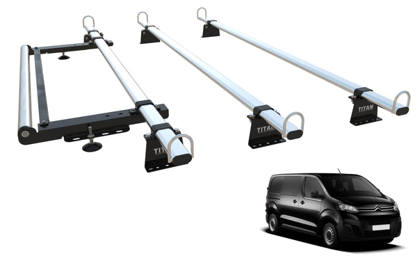 Citroen Dispatch Roof Rack, 3 Bars - With rear roller kit - TITAN WorkReadyMk3 Van (2016-onward version)