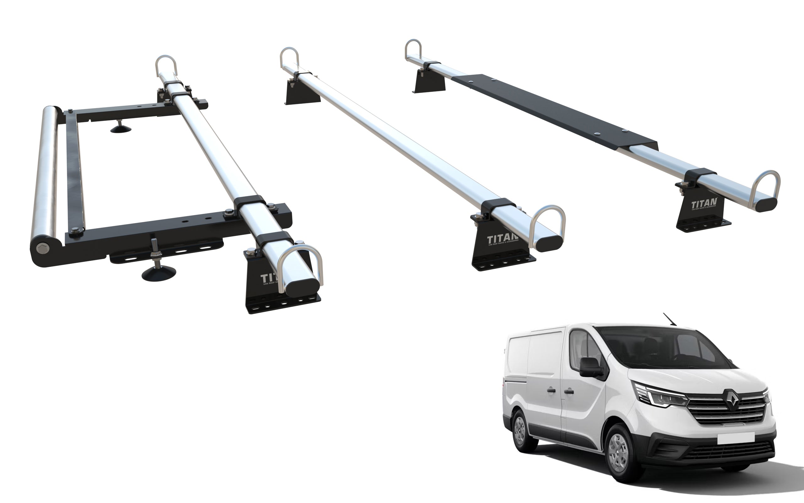 Vauxhall Vivaro Roof Rack 3 Bars & Roller - (2014-2019) - TITAN WorkReady