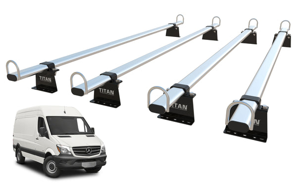 TITAN WorkReady Van Roof Rack 4 Bars - Compatible Fittings to fit a MERCEDES SPRINTER Mk2 (2006-onward vans)