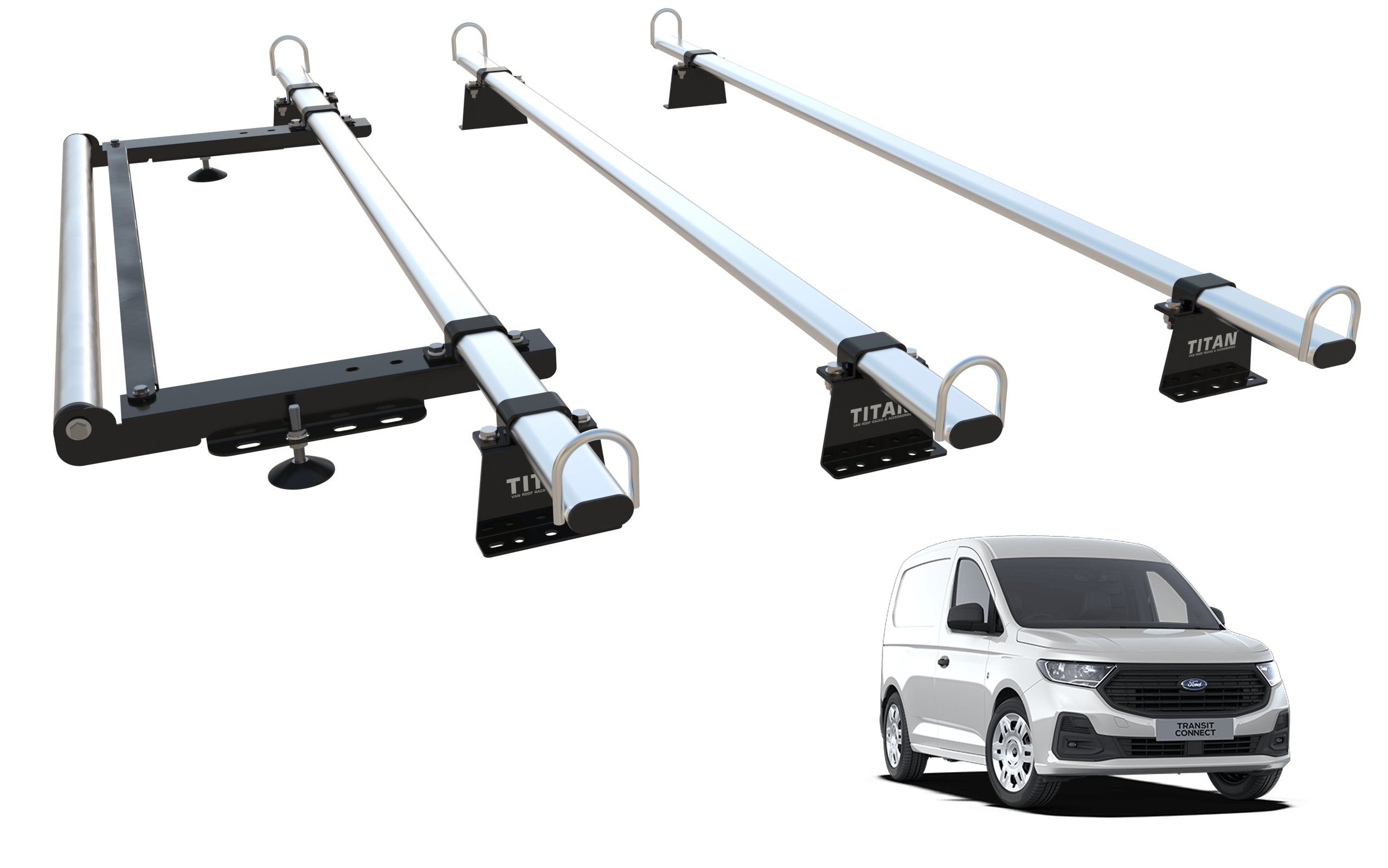 Ford Connect MK3 Roof Rack, 3 Bars & Roller - TITAN WorkReady (NEW SHAPE - 2025-onward)