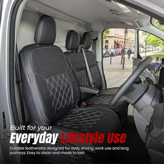 Renault Trafic 2014 Onwards Leatherette Tailored Seat Covers