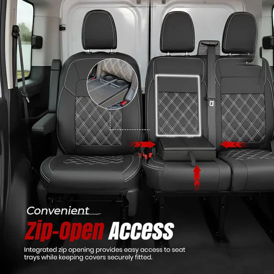 Leather Look Seat Cover for Transit Custom 2023 Onwards (WITH FOLD DOWN TRAY)