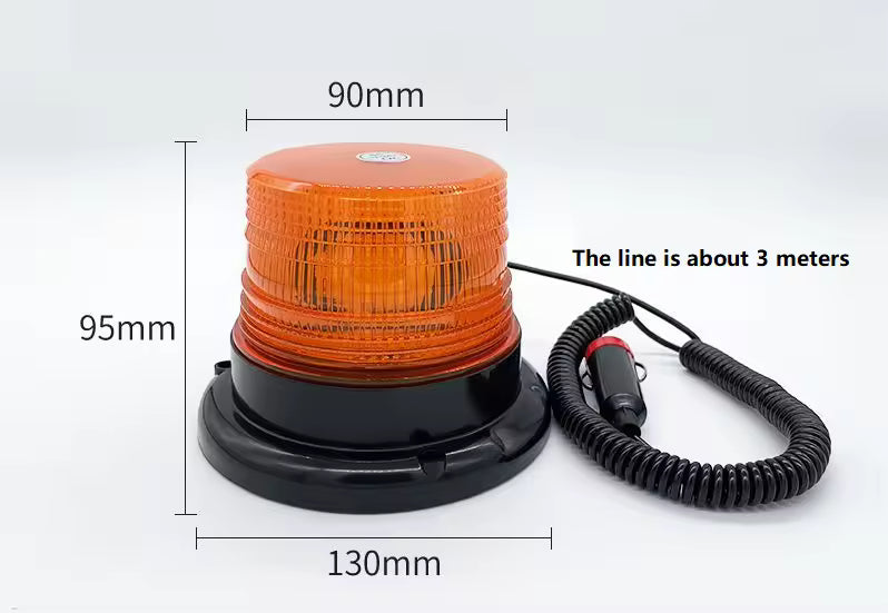 High Brightness Amber LED Flashing Beacon Light 12-24V Warning Light Accessory for Road Safety