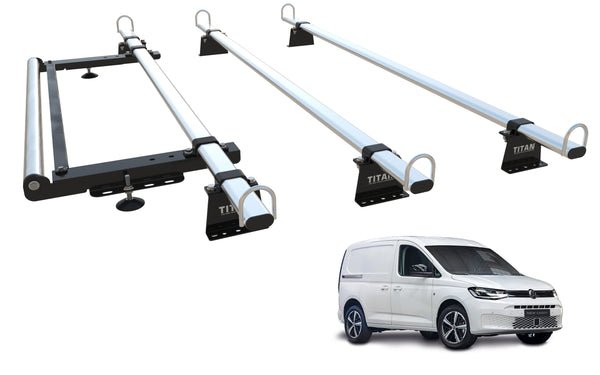 VW Caddy CARGO Roof Rack, 3 Bars & Roller - TITAN WorkReady (NEW SHAPE - 2021-onward)