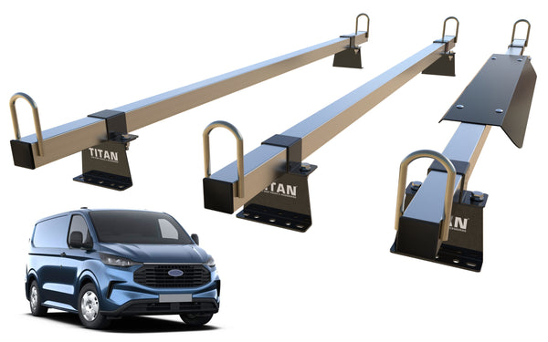 Transit Custom van MK2 (2024 ON) Roof Rack 3 Bars - TITAN 40-40 Construction Grade With Aerofoil