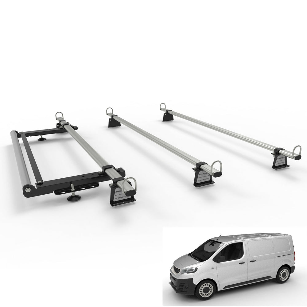 Citroen Dispatch Mk3 Van (2016-onward version) Roof Rack 3 Bars - With rear roller kit - TITAN WorkReady