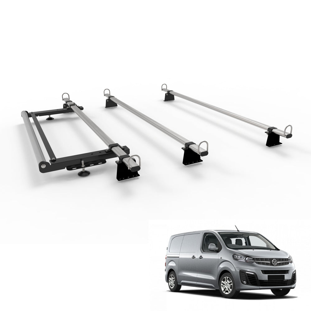 Vauxhall Vivaro Mk3 Van (2020-onward) Roof Rack 3 Bars - With rear roller kit - TITAN WorkReady