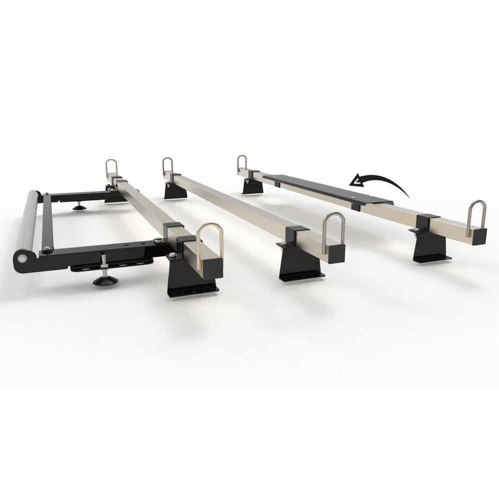 Transit Custom van Roof Rack 3 Bars -  TITAN 40-40 Construction Grade (with rear roller kit)